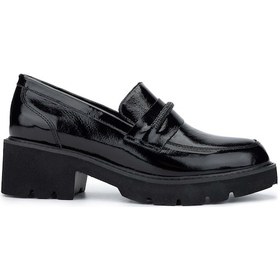 Resim Tamer Tanca Kadın Hakiki Deri Siyah Rugan Loafer Ayakkabı 231 307 Bn Ayk Sk24-25 Sıyah Rgn Siyah Rugan 