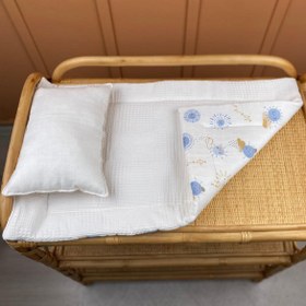 Resim İndirimli Ürün - Alt Açma Matı ve Yastık - Çift Taraflı - Mavi Güneş 