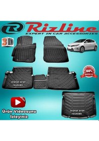 Resim Toyota Uyumlu Auris 3D Paspas+Bagaj Havuzu Siyah 2013-2019 Arası Rizline N11.31268 