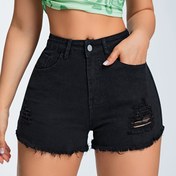 Resim Raw Hem Slimming kot Şort, Yırtık Delikler Slash Cep Kısa kot Pantolon, Kadınların kot Kot ve Giyim 