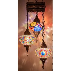 Resim Demmex Otantik 3'lü Tavan Sarkıt Mozaik Aydınlatma 