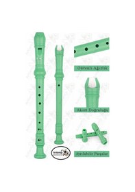 Resim Flüt Blok 1 Adet Helvacıoğlu Renkli Blok Flüt Abs Plastik 3 Parça Kaliteli Net Ve Yüksek Ses Kalitesi Fülüt Yeşil 