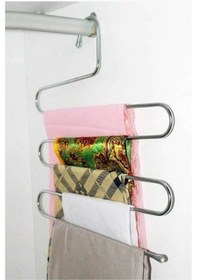 Resim Toptanfoni 5 Katlı Metal Pantolon Ve Eşarp Askısı 4 Adet Metalik 