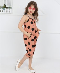 Resim Spice Kids Kız Çocuk Pembe Omuz Bağlamalı Kapri Tulum (2-10yaş) 