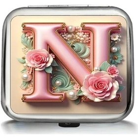 Resim Dashanshop Kompakt Ve Şık Mini N Metal Küllük Kapaklı Pembe Gül Desenli Seyahat İçin 