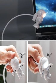 Resim HALL BREATHE Beyaz USB Astronot Gece Lambası, Masa ve Kitap Okuma Işığı 