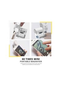 Resim Pazly 60x Taşınabilir Akıllı Telefon Mikroskopu - Mini, Hafif, Pratik, Beyaz - 110x70x30mm, Akıllı Cihazlar İçin Uygun 