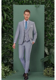 Resim Efor Tk 872 Slim Fit Gri-mavi Klasik Takım Elbise Gri - Mavi 
