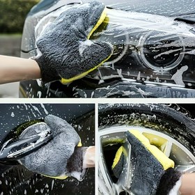 Resim Ultra-Yumuşak Mikrofiber Araba Yıkama Eldiveni | Kalın ve Nazik, Boya Üzerinde Çizmez | Yüksek Verimli Temizlik ve Parlatma | Lint-Free, Tekrar Kullanılabilir Otomobil Detayları İçin | Ev Araç Bakımı İçin Temel 