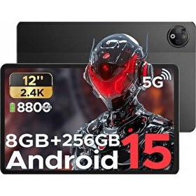 Resim Doogee V Pad 5G 12" 8 GB RAM 256 GB 2.4K IPS Android 15 Tablet Siyah 