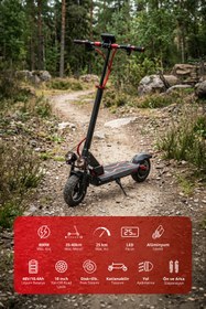 Resim Piranha 5020K 800W Elektrikli Scooter 48V 10.4Ah 40 Km Menzil Katlanabilir LED Aydınlatma Sinyal 