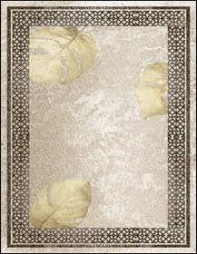 Resim Bej Renk Çerçeveli Halı Dekhera T1063 - 80X150 / Dot Taban 