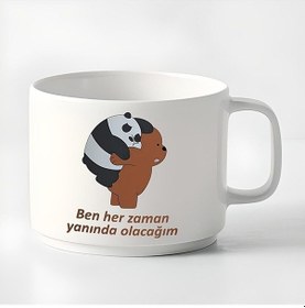 Resim Duble Türk Kahvesi Fincanı & Espresso Arkadaş Dost Kafadar Ayılar Kupa Beyaz 