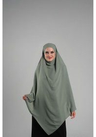 Resim Hürrem Bone Yağ Yeşili Pratik Hazır Geçmeli Tesettür Eşarp Krep Bağcıklı Çift Katlı Sufle Hijab 2314 36 