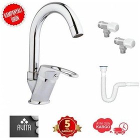 Resim Çift Su Girişli Lavabo Bataryası Lavabo Musluğu 