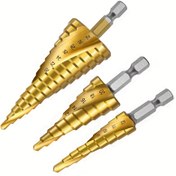 Resim 3 Adet Titanyum Kaplı Yüksek Hızlı Çelik Adım Matkap Ucu Seti - Ahşap ve Metal için İdeal, Dayanıklı Karbon Çelik, Çoklu Delik Boyutları, Verimli Matkap Aracı, Ahşap İşleme Aracı|Titanyum Kaplı Uç|Dayanıklı Karbon Çelik 