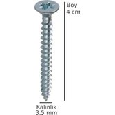 Resim Nisar Store Sunta Ahşap Ağaç Tahta Vidası Yıldız Uçlu Vida 30 Adet Boy 4 cm Kalınlık 3,5 mm 