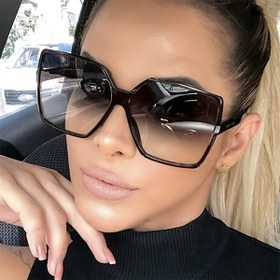 Resim Kadınlar için büyük kare moda gözlükleri, PC çerçevesi, şık trend gözlükleri, parti ve günlük kullanım için - 1 çift 