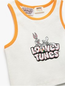 Resim Koton Bugs Bunny Baskılı Ribanalı Lisanslı Bisiklet Yaka Atlet Ekru 5skg30120ak Ekru 