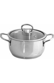 Resim Tiesa Home 3lü Cam Kapak Metal Kulp 304/A Çelik Indüksiyon Güveç Tencere Seti 