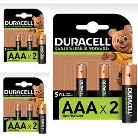 Resim Duracell Şarj Edilebilir Turbo Aaa Kalem Pil, 6 Adet 900 Mah Pil 