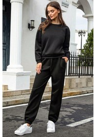 Resim Unisex Pamuklu Eşofman Takımı Siyah 
