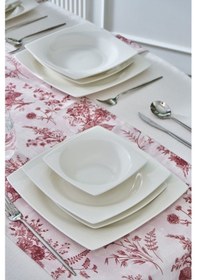 Resim Karaca Square Bone Mensa 24 Parça 6 Kişilik Yemek Takımı Beyaz 