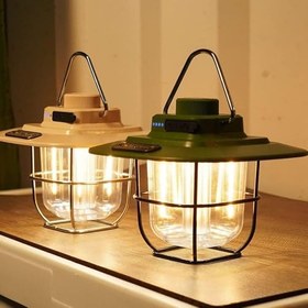 Resim Kamp Lambası Feneri Vintage LED Kamp Feneri Suya Dayanıklı 5.000 mAh Açık Yürüyüş için Kamp Işık Lambası Elektrik Kesintisi Acil Ev Arka Bahçe Verandası Balkon Teras 