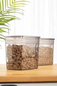 Resim 2li Ekonomik 5,5 Litre Strip Mega Boy Erzak Saklama Kabı Antrasit 