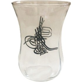 Resim Tuğra Desenli Klasik Optikli 6 Adet Çay Bardağı 