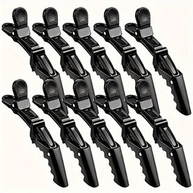 Resim 10 Adet LuxeHair Salon Sınıfı Timsah Klipleri Seti, Anti-Kayma Hollow-Out Saç Klipleri, Katı Renk, Dayanıklı DIY Düğün Saç Stil Aksesuarları 