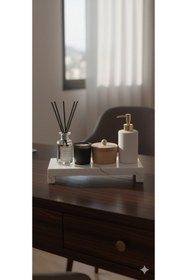 Resim BÜYÜLÜ HOME Mermer Ayaklı Lüks Yağdanlık Altlığı 25 cm uzunluk 12.5 en 