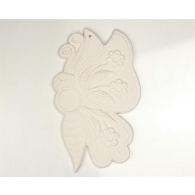 Resim Çiçekli Kelebek Seramik Bisküvi Boyanabilir Obje 