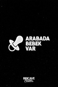 Resim Bricave Arabada Bebek Var Araba-Motosiklet Cam Etiket Sticker 19x7cm 