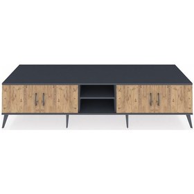 Resim Kronos Tv Ünitesi 3 Raflı 4 Kapaklı 220x59x51 Antrasit-çam/antrasit Atlas Çam/antrasıt - Antrasıt 