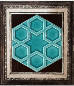 Resim Armada Çini 15X17 Cm Rölyefli Yıldız Turkuaz Altıgen Çini Pano 