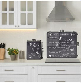 Resim Decorita 2'Li Set Karatahta Görünü Mlü Cam Ocak Arkası + Cam Kesme Tablası Çok Renkli 