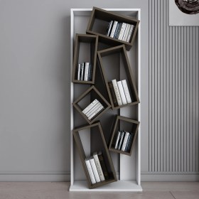 Resim Evdekimoda Carmen Kitaplık (Beyaz-Ceviz) 