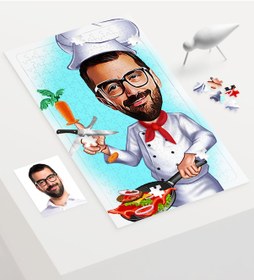 Resim Kişiye Özel Bay Chef Karikatür 240 Parça A3 Puzzle - 1 