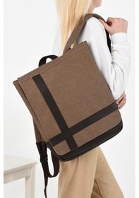 Resim Baginn Kadın Sırt Çantası 35 22 Cm Kanvas Kumaş Laptop Bölmeli Business Sırt Çantası Okul Çantası Mega Bag Vizon 