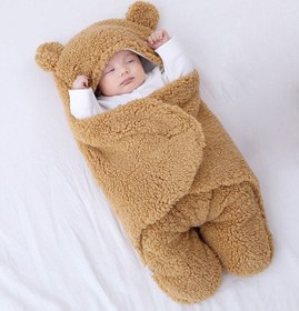 Resim Bundera Nesli Yeni Doğan 0-6 Ay Bebek Dış Kundak Uyku Tulumu Wellsoft Peluş Kapüşonlu Sarma Battaniye 