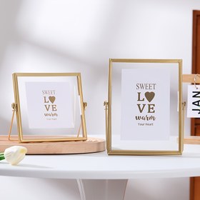 Resim Akrilik Standlı Şık Altın Metal Fotoğraf Çerçevesi - Ev & Ofis İçin Mükemmel, Çok Yönlü Masaüstü Dekor, İdeal Tatil Hediyesi, 15.24cm, 17.78cm, 20.32cm Boyutlarında Mevcut, Ofis Dekoru 