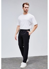 Resim HLT Jeans Erkek Siyah Relaxed Fit Yandan Cepli Beli Lastikli Bağcıklı Duble Paça Jogger Pantolon Bolt-1996 Siyah 
