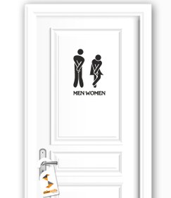 Resim Men Women Toilet Tuvalet WC Kadın Erkek Dekoratif Çok Amaçlı Dekoratif Kapı, Duvar Sticker - 12x19 cm / Siyah / Dekoratif Sticker 