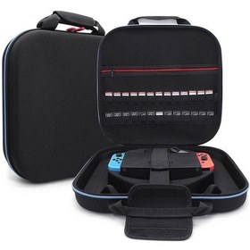 Resim Nintendo Switch İçin Çift Fitness Yüzük Saklama Çantası Eva Taşınabilir Sert Kabuk Ana Bilgisayar Paketi Aksesuarları Siyah 