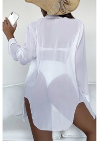 Resim Angelsin Şifon Gömlek Plaj Elbisesi Pareo Kimono Kaftan 001 