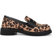 Resim Tamer Tanca Kadın Vegan Leopar/siyah Loafer Ayakkabı 817 1001 Bn Ayk SK24-25 Leopar/syh Cılt 