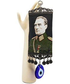 Resim El Yapımı Cam Nazar Boncuklu M. K Atatürk Duvar Süsü, Hediyelik D 