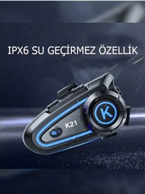 Resim K21 Motosiklet Kask Interkom Rgb Işıklı 