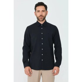 Resim White Stone Siyah Dynamic Fit Erkek Uzun Kollu Gömlek 